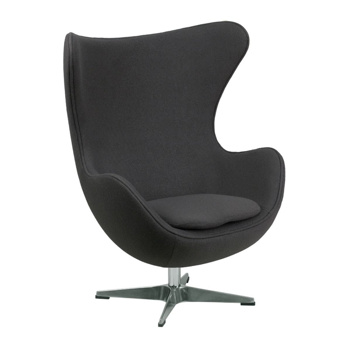 Dark Grey Wool Fabric Mid-Century Modern Swivel Accent Chair