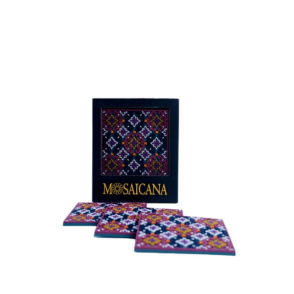 MOSAICANA Coasters for Drinks - Set of 4 Coasters, Silicone, Protect Against Water Marks or Damage - Fit All Cups, 3.5" Inch Size Fits, Colored Coasters (Sirius)