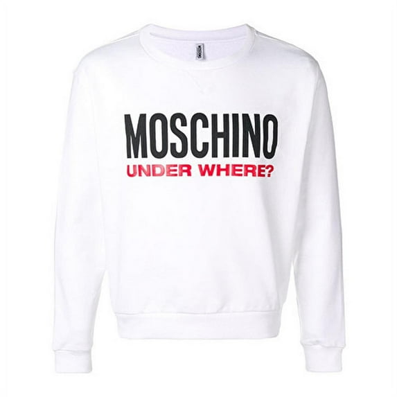 MOSCHINO Underwear Women's White Logo Fleece Cotton Sweatshirt Top (M)