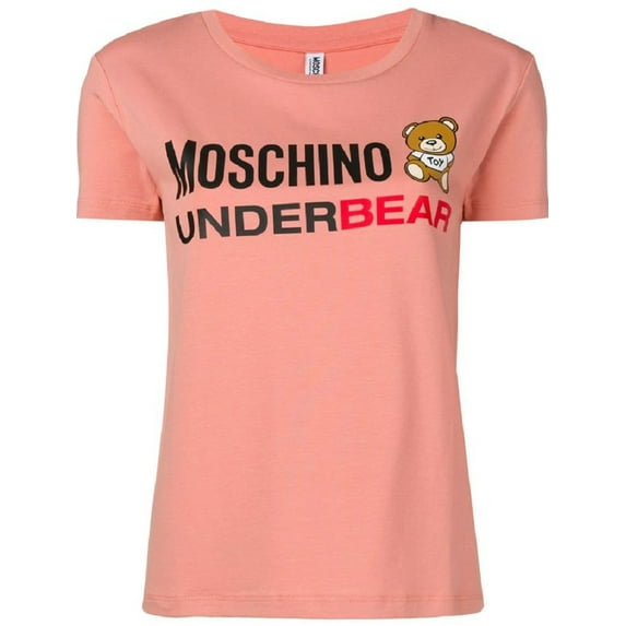 MOSCHINO Women's Pink Bear Short Sleeve Logo T-Shirt (S)