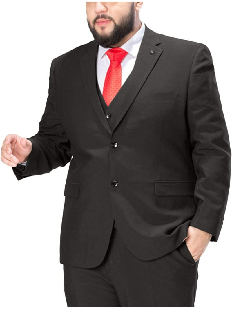 MOSEDOU Men's 3Pcs Plus Size Oversized Solid Suit Set - Jacket