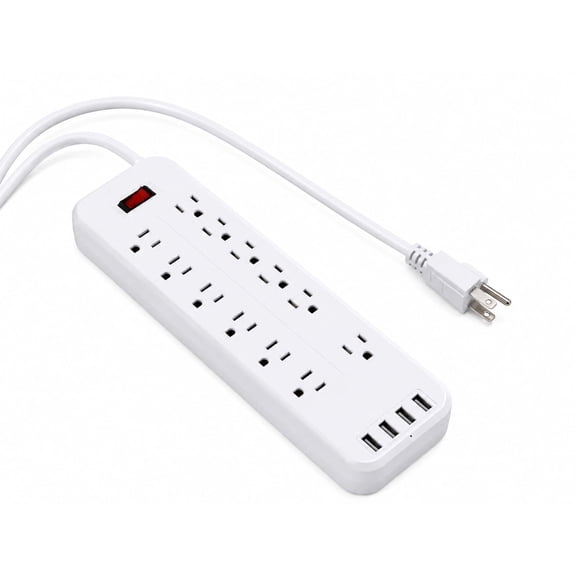 MOSENSE Power Strip Surge Protector, 12 AC Outlets & 4 USB Ports, 6.6FT Extension Cord, 1875W Surge Protector, Home Office, Dorm Room Essentials, White