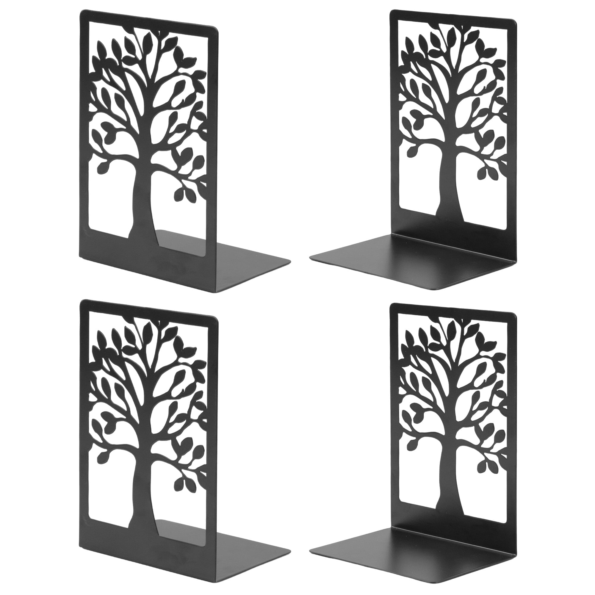 Tree Bookends MOSENSE Bookends 2 Pair, Black Metal Tree Bookends for Shelves, Unique ...