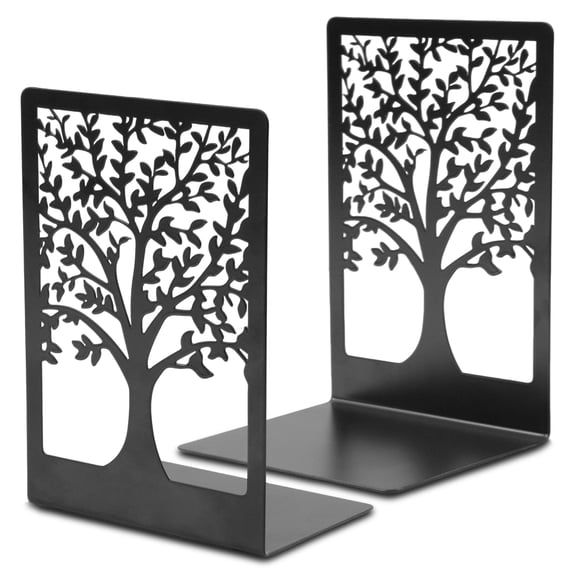 MOSENSE Bookends for Shelves, 1Pair Tree Design Modern Metal Bookends, Unique Decorative Book Holders for Home Office School