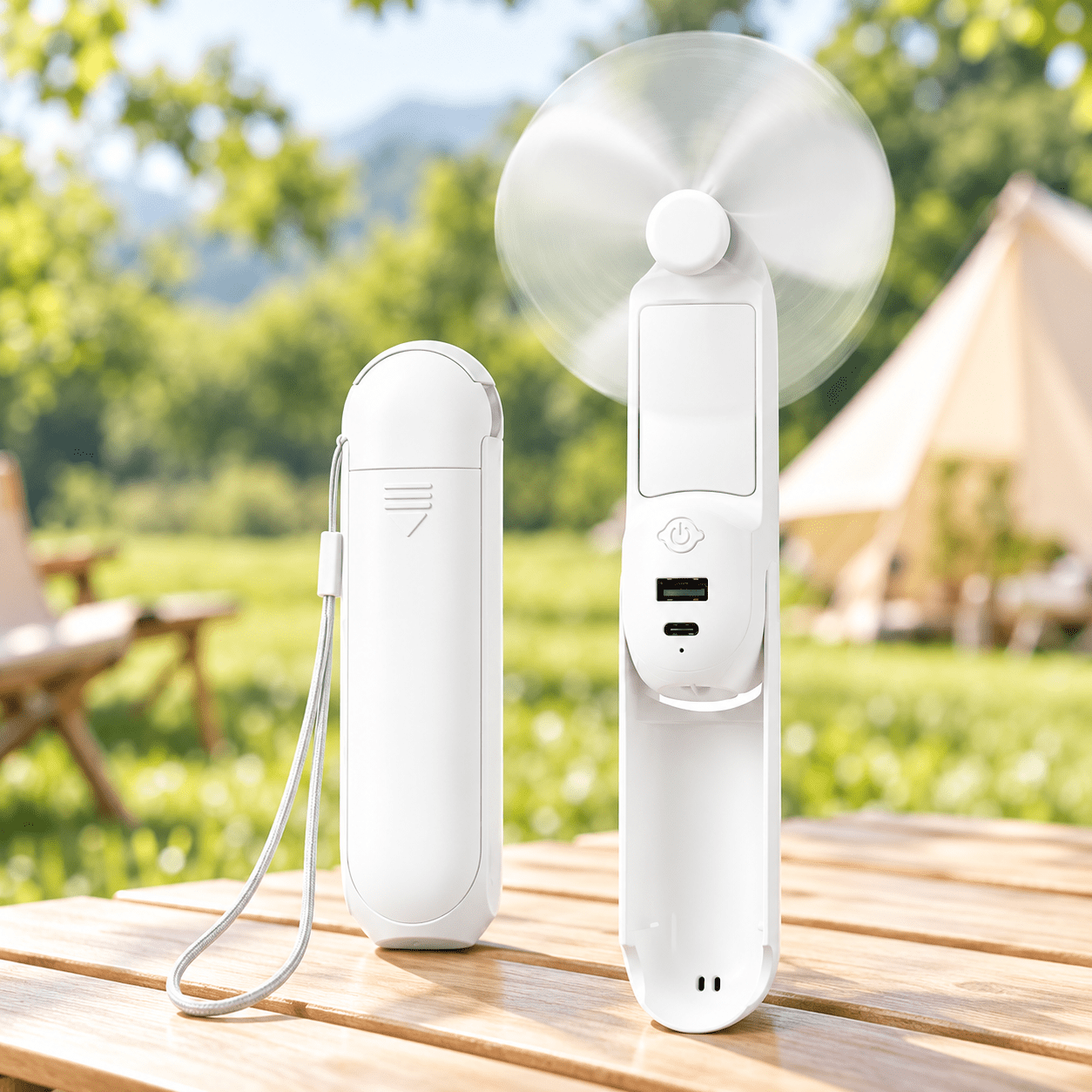 MOSENSE Portable Rechargeable Handheld Fan with Makeup Mirror, Power ...