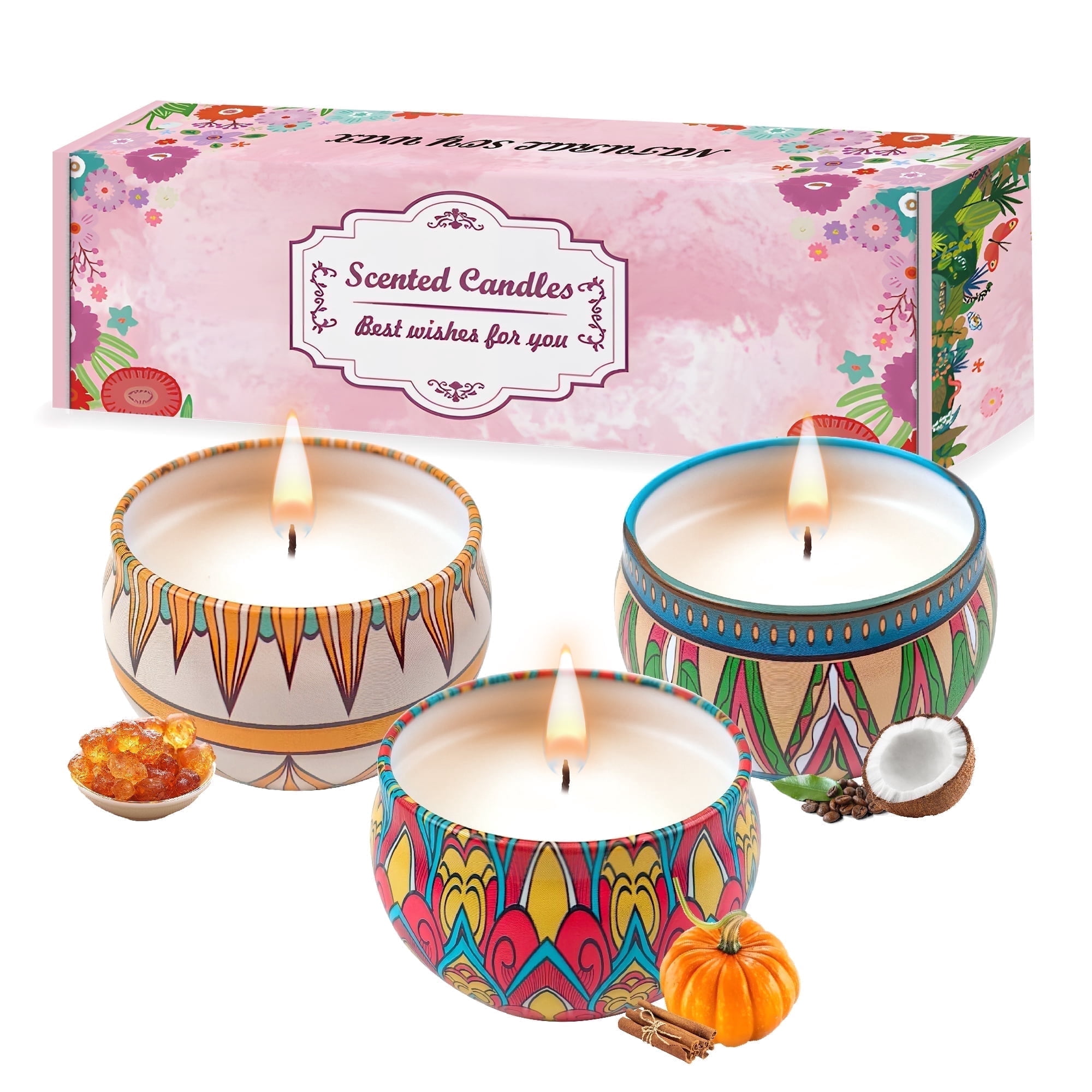 DAYBETTER 3 Pack Fall Candles, Scented Candles for Women, Total 60 Hour for Christmas, Pumpkin Cinnamon,