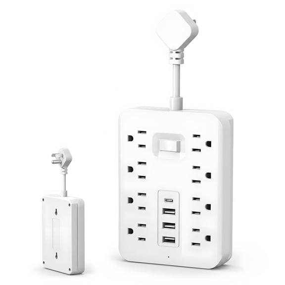 MOSENSE Surge Protector Power Strip, 8 AC Outlets & 4 USB Ports ( 1USB-C), Short Extension Cord, Flat Plug Extender for Travel Home Office