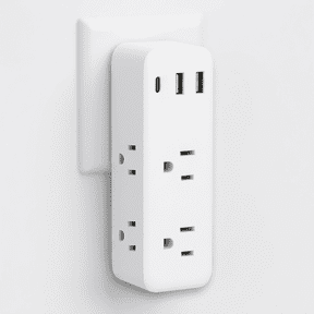 MOSENSE Surge Protector Outlet Extender with Rotatable Plug, 6 AC Outlets & 3 USB Ports ( 1 USB-C ), 3-Sided Power Strip, 1800J Wall Charger for Home Dormitory Office Travel