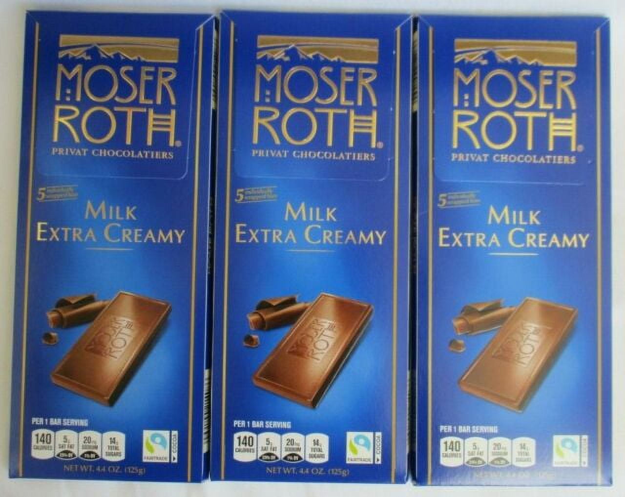 Moser Roth Premium Milk Chocolate, Extra Creamy, 4.4 oz Pack, 5 Bars ...
