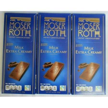 MOSER ROTH 4.4-oz each pack Premium Chocolate " Milk-Extra Creamy " Flavor- Product of Germany