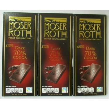 MOSER ROTH 4.4-oz each pack Premium Dark Chocolate 70% Cocoa - Product of Germany