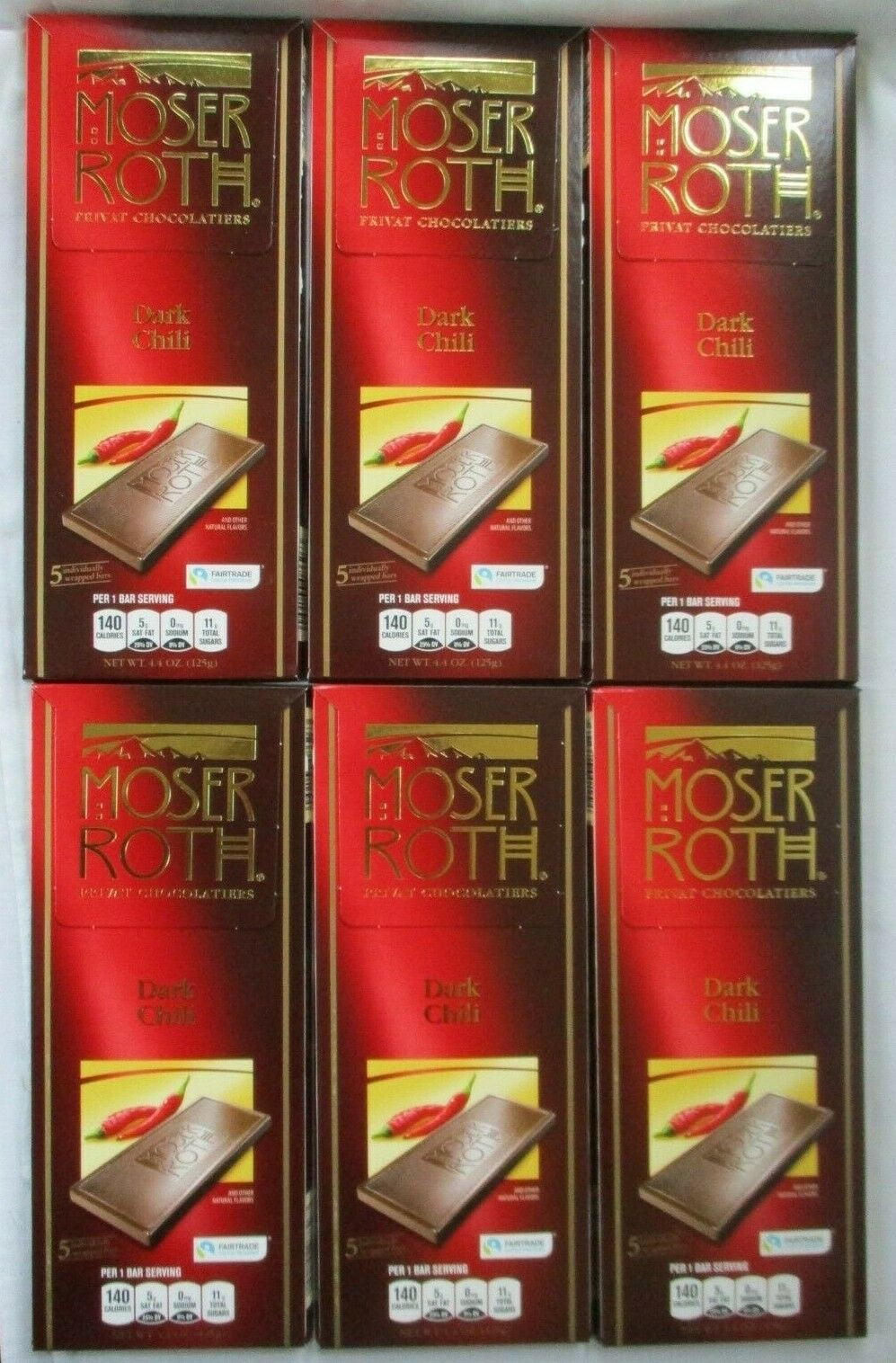 MOSER ROTH 6 packs- 5-bar / 4.4-oz each pack Premium Chocolate