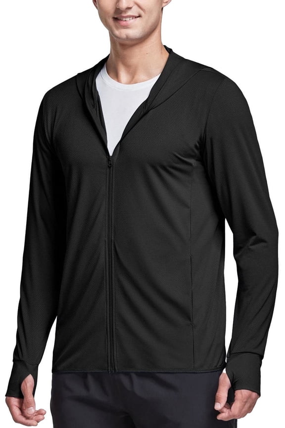 Men's UPF 50+ UV Full Zip Sun Protection Jacket Hoodie with Pockets Lightweight Fishing Hiking Cooling Shirts