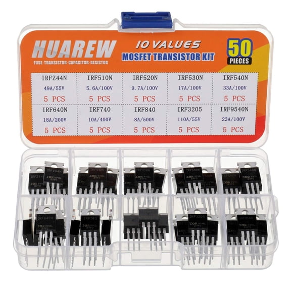 MOSFET Transistor Assortment Kit 50 Pcs 10 Different Models Composite Material