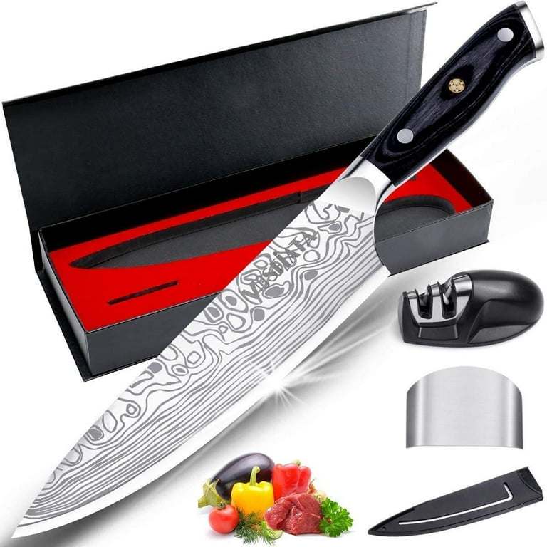 Vermonga 8 Super Sharp Professional Chef's Knife in Gift Box, Premium  Carbon Stainless Steel Sharp Chef Knife with Ergonomic Wooden Handle, 8  Inch