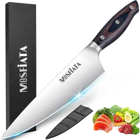 MOSFiATA Chef Knife 8 Inch Kitchen Cooking Knife, 5Cr15Mov High Carbon Stainless Steel Sharp Knife with Ergonomic Pakkawood Handle