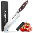 thumbnail image 1 of MOSFiATA Santoku Knife 7 Inch Kitchen Cooking Knife, 5Cr15Mov High Carbon Stainless Steel Japanese Chef Knife with Ergonomic Pakkawood Handle, Full Tang Vegetable Meat Cutting Knife with Sheath, 1 of 5