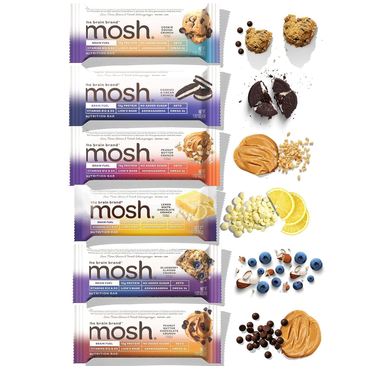 MOSH Variety Pack Keto Protein Bars with Brain-Boosting Ingredients