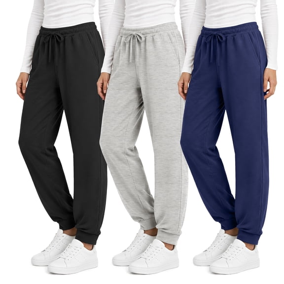 MOSHU 3 Pack Sweatpants for Women Athletic Joggers with Pockets Elastic Waist Lightweight Sweatpants Casual Soft Pants