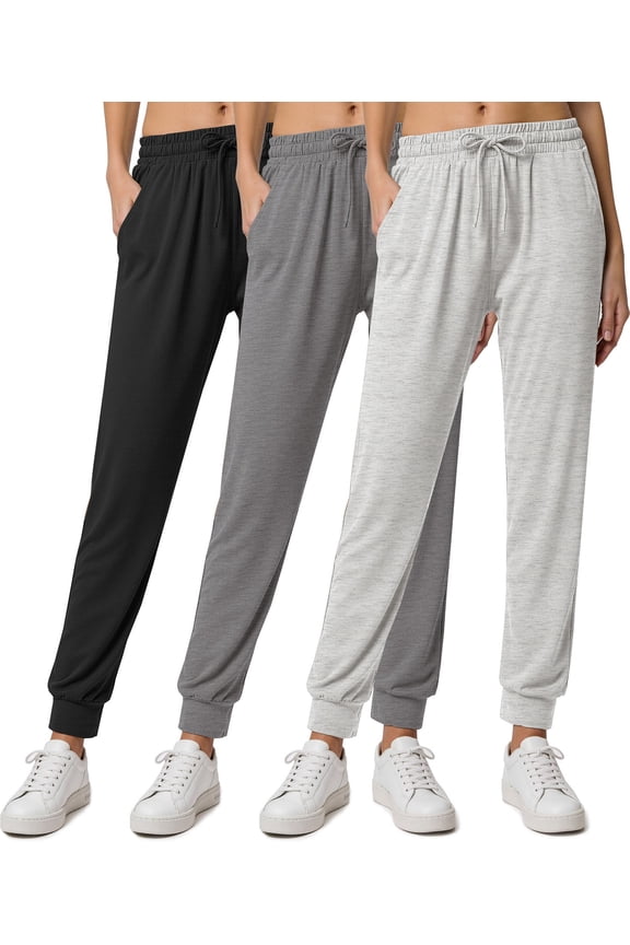 3 Pack Sweatpants for Women Athletic Joggers with Pockets Elastic Waist Lightweight Sweatpants Casual Soft Pants