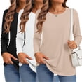 thumbnail image 1 of MOSHU 3 Pack T Shirts for Women Crew Neck Long Sleeve Womens shirts Casual Loose Fit Fall Tops, 1 of 8