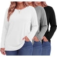 thumbnail image 1 of MOSHU 3 Pack T Shirts for Women Crew Neck Plus Size Women Shirts Long Sleeve Tees Casual Basic Fall Tops, 1 of 9