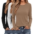 thumbnail image 1 of MOSHU 3 Pack T Shirts for Women Ribbed Long Sleeve Shirts Crew Neck Slim Fit Undershirts Casual Fall Tight Tops, 1 of 8
