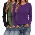 thumbnail image 1 of MOSHU 3 Pack T Shirts for Women Ribbed Long Sleeve Shirts Crew Neck Slim Fit Undershirts Casual Fall Tight Tops, 1 of 8