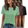 thumbnail image 1 of MOSHU 3 Pack T-Shirts for Women Short Sleeve Summer Womens Tops Casual Curved Hem Shirts Beach Outfits, 1 of 9