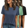 thumbnail image 1 of MOSHU 3 Pack T-Shirts for Women Short Sleeve Summer Womens Tops Casual Curved Hem Shirts Beach Outfits, 1 of 9