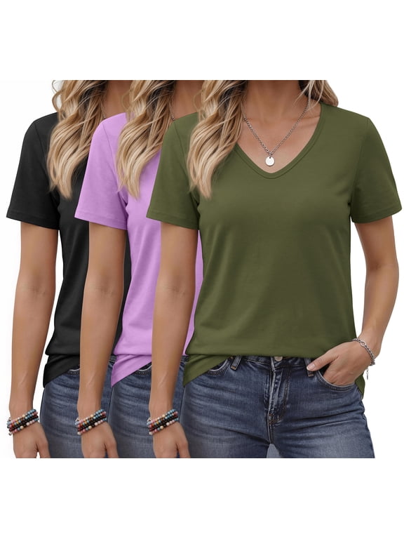 3 Pack T-Shirts for Women Short Sleeve Summer Womens Tops Casual Women T-shirts Summer Outfits