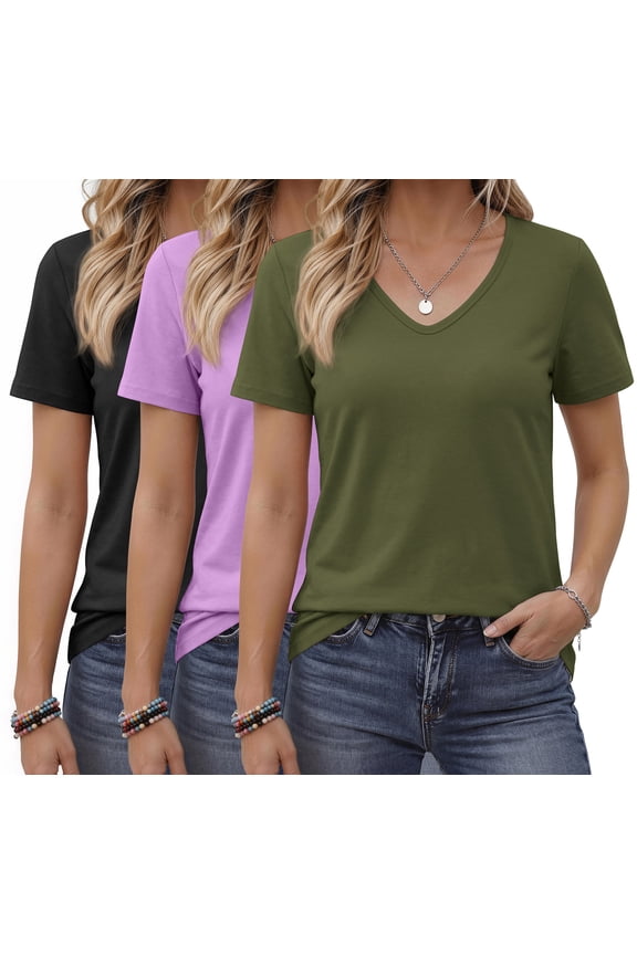 3 Pack T-Shirts for Women Short Sleeve Summer Womens Tops Casual Women T-shirts Summer Outfits
