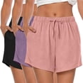 thumbnail image 1 of MOSHU 3 Pack Womens Pajamas Shorts Drawstring Pj Shorts for Women Casual Sleep Lounge Shorts with Pockets, 1 of 12