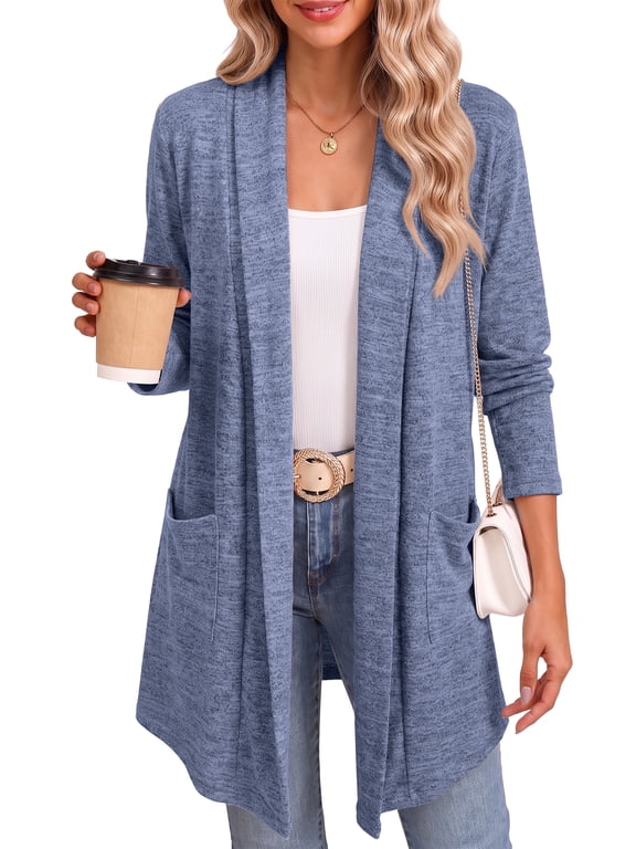Cardigan Sweaters for Women Lightweight Open Front Cardigans Casual Loose Fall Coat with Pockets