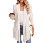 MOSHU Cardigan Sweaters for Women Lightweight Open Front Cardigans Casual Loose Fall Coat with Pockets