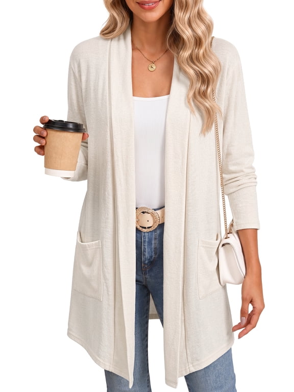 Cardigan Sweaters for Women Lightweight Open Front Cardigans Casual Loose Fall Coat with Pockets
