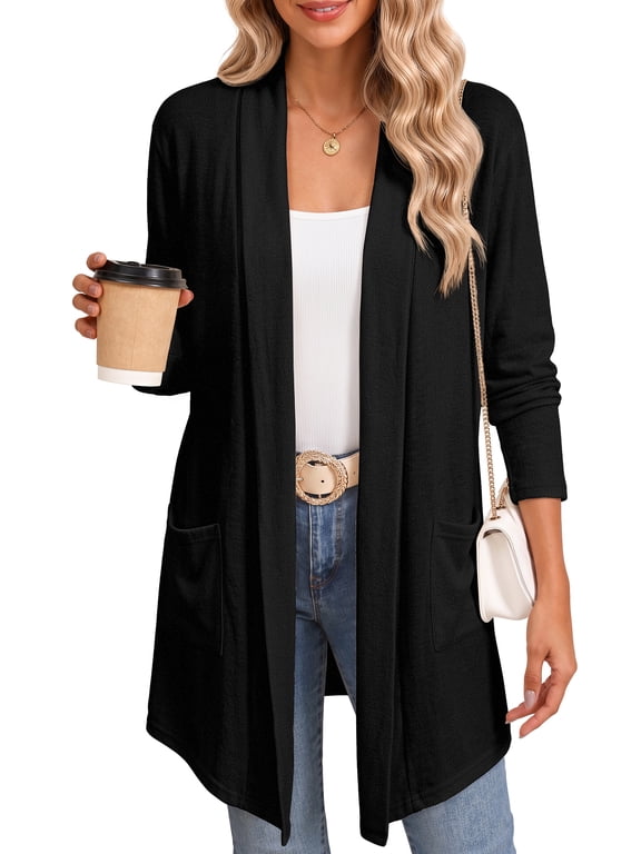 Cardigan Sweaters for Women Lightweight Open Front Cardigans Casual Loose Fall Coat with Pockets