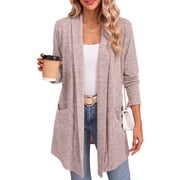 MOSHU Cardigan Sweaters for Women Lightweight Open Front Cardigans Casual Loose Fall Coat with Pockets
