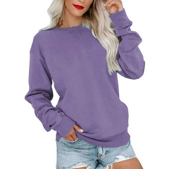 MOSHU Casual Womens Sweatshirts Crewneck Long Sleeve Tops Oversized Pullover Sweatshirt for Women