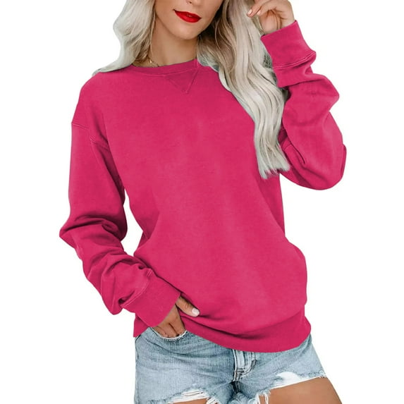MOSHU Casual Womens Sweatshirts Crewneck Long Sleeve Tops Oversized Pullover Sweatshirt for Women