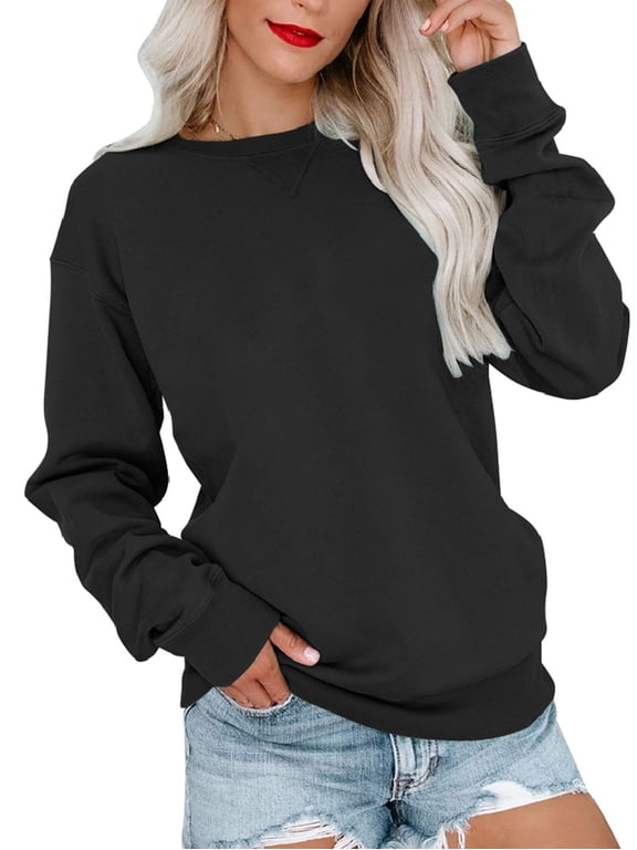 Casual Womens Sweatshirts Crewneck Long Sleeve Tops Oversized Pullover Sweatshirt for Women