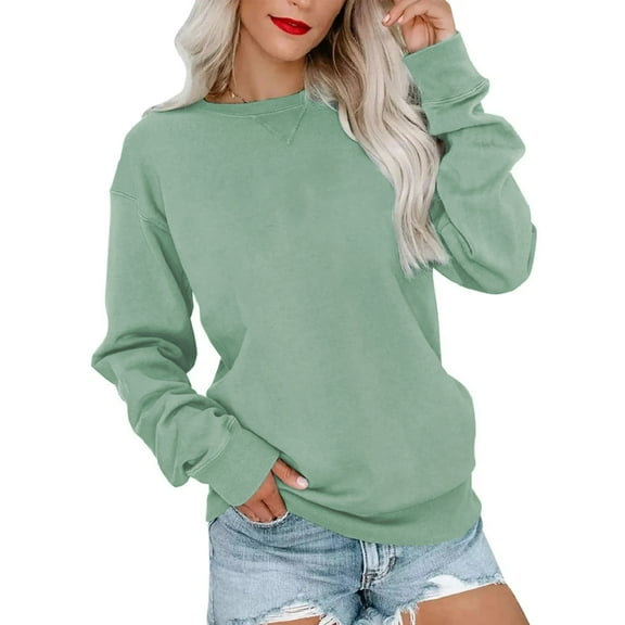MOSHU Casual Womens Sweatshirts Crewneck Long Sleeve Tops Oversized Pullover Sweatshirt for Women