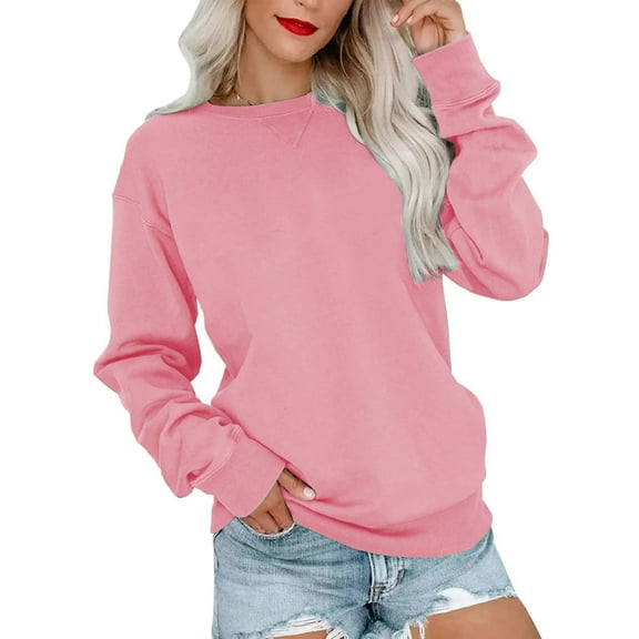 MOSHU Casual Womens Sweatshirts Crewneck Long Sleeve Tops Oversized Pullover Sweatshirt for Women