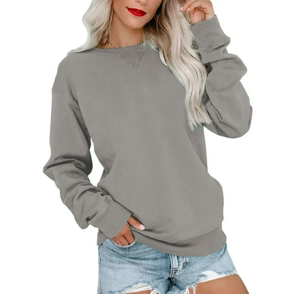 MOSHU Casual Womens Sweatshirts Crewneck Long Sleeve Tops Oversized Pullover Sweatshirt for Women