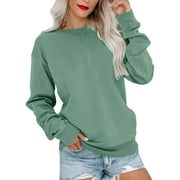 MOSHU Casual Womens Sweatshirts Long Sleeve Crewneck Tops Oversized Pullover Shirts for Women