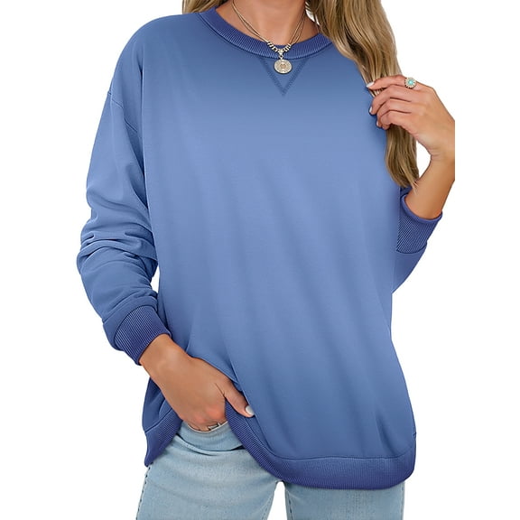 MOSHU Cotton Womens Sweatshirts Crewneck Long Sleeve Shirts Acid Wash Fall Tops Casual Vintage Gradient Sweatshirts for Womens