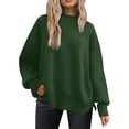 thumbnail image 1 of MOSHU Crewneck Sweaters for Women Drop Shoulder Long Sleeve Tops Side Slit Oversized Pullover Sweaters, 1 of 9