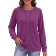 thumbnail image 1 of MOSHU Crewneck Sweatshirts for Women Decorative Buttons Long Sleeve Shirts Fashion Pullover Womens Sweatshirts Fall Tops, 1 of 11