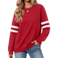 thumbnail image 1 of MOSHU Crewneck Sweatshirts for Women Striped Long Sleeve Shirts Fashion Fall Womens Sweatshirts Casual Fall Pullover Tops, 1 of 10