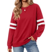 Crewneck Sweatshirts for Women Striped Long Sleeve Shirts Fashion Fall Womens Sweatshirts Casual Fall Pullover Tops